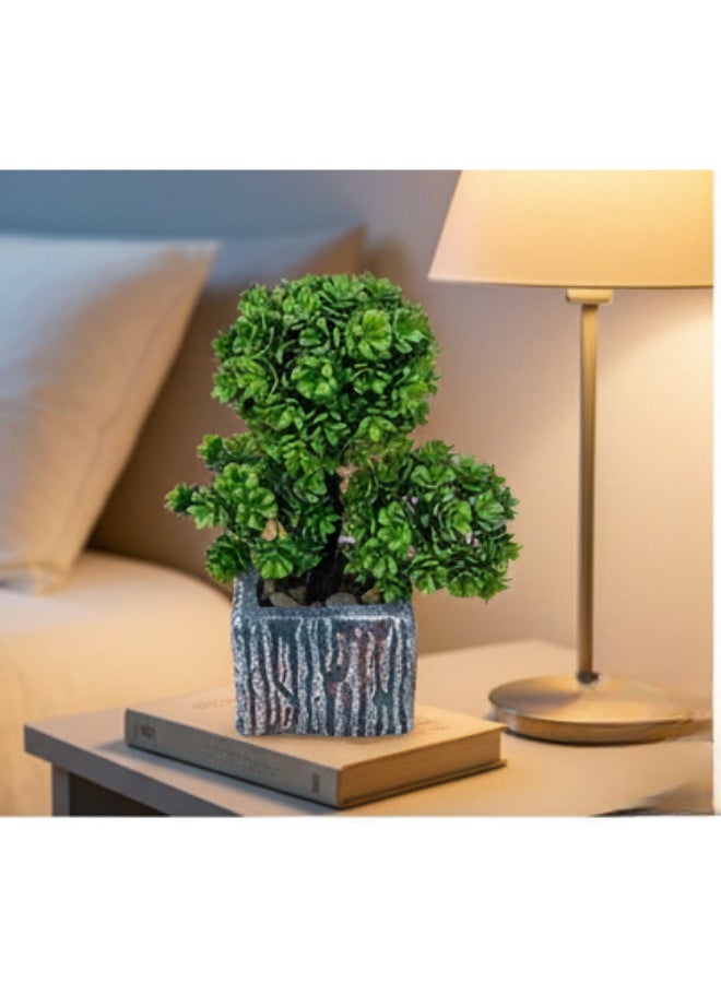 نبتة اصطناعية واقعية في وعاء حجري - شجرة داخلية صناعية للمنزل والمكتب والمكتب والاستقبال وغرفة المعيشة وتزيين الفنادق - لا تحتاج إلى صيانة، خفيفة الوزن وأنيقة 8 × 9 × 28 سم - Image 3